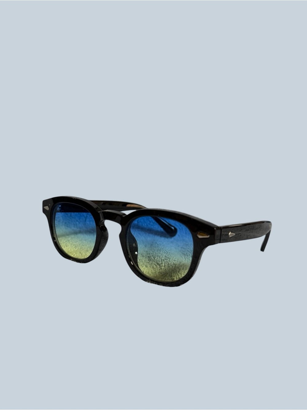 Black Frame Sunglasses with Blue-Green Gradient Lenses - Picture 1 of 12